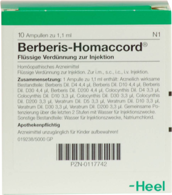 BERBERIS HOMACCORD Ampullen - 10St - Stärkung & Steigerung der Blasen-& Nierenfunktion