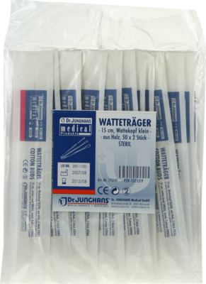 WATTESTÄBCHEN Holz 15 cm kleiner Kopf steril - 50X2St