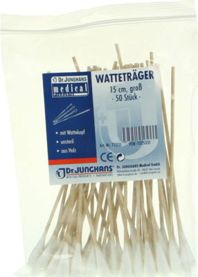 WATTESTÄBCHEN Holz 15 cm großer Kopf - 50St
