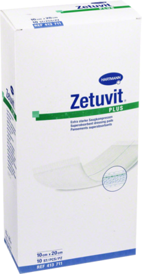 ZETUVIT Plus extrastarke Saugkompr.steril 10x20 cm - 10St