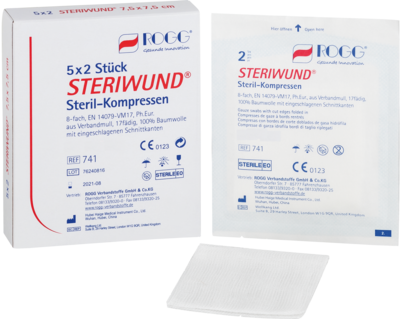 ROGG STERIWUND Kompr.10x10 cm steril 8fach - 5X2St