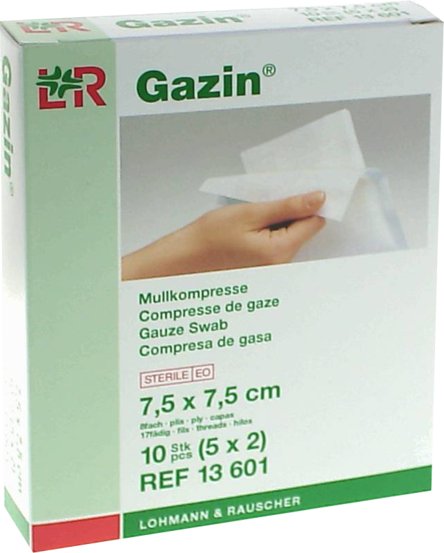 GAZIN Mullkomp.7,5x7,5 cm steril 8fach