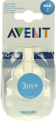 AVENT Sauger Airflex 3-Loch 2x mittl.Nahr. - 2St - Beruhigungssauger