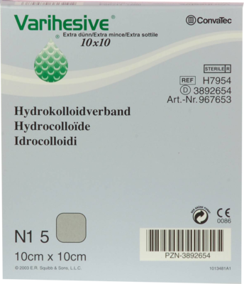 VARIHESIVE extra dünn 10x10 cm HKV hydroaktiv - 5St