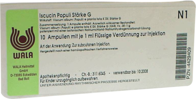 ISCUCIN populi Stärke G Ampullen - 10X1ml