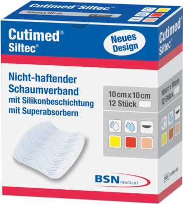 CUTIMED Siltec Schaumverb.10x10 cm nicht haftend - 12St