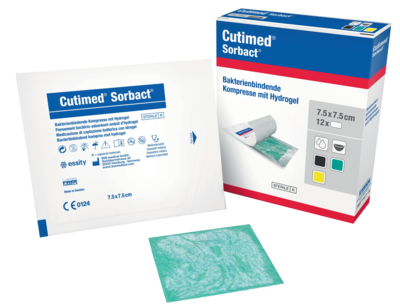 CUTIMED Sorbact Gel Kompressen 7,5x7,5 cm - 12St