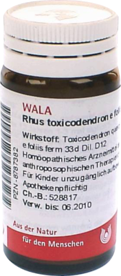 RHUS TOXICODENDRON E foliis D 12 Globuli - 20g
