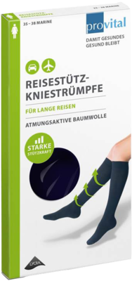 PROVITAL Reisekniestrümpfe Gr.35-38 marine Baumw. - 2St - Stützstrümpfe