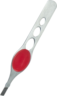 PINZETTE Edelstahl gummierter Griff rot - 1St