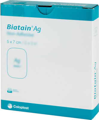 BIATAIN Ag Schaumverband 5x7 cm nicht haftend - 5St