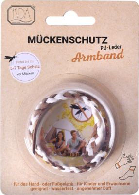 MÜCKENSCHUTZ Armband PU-Leder braun/weiß KDA - 1St