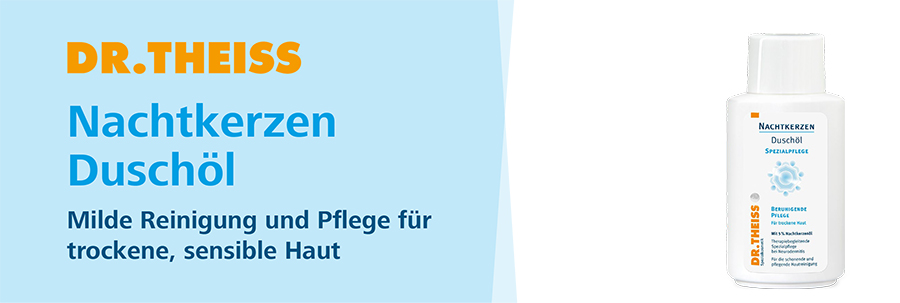 Dr.&nbsp;Theiss Nachtkerzen Duschöl. Milde Reinigung und Pflege für trockene, sensible Haut