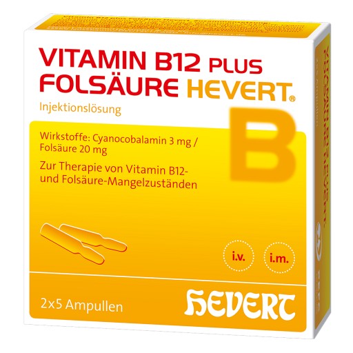 VITAMIN B12 PLUS Folsäure Hevert a 2 ml Ampullen