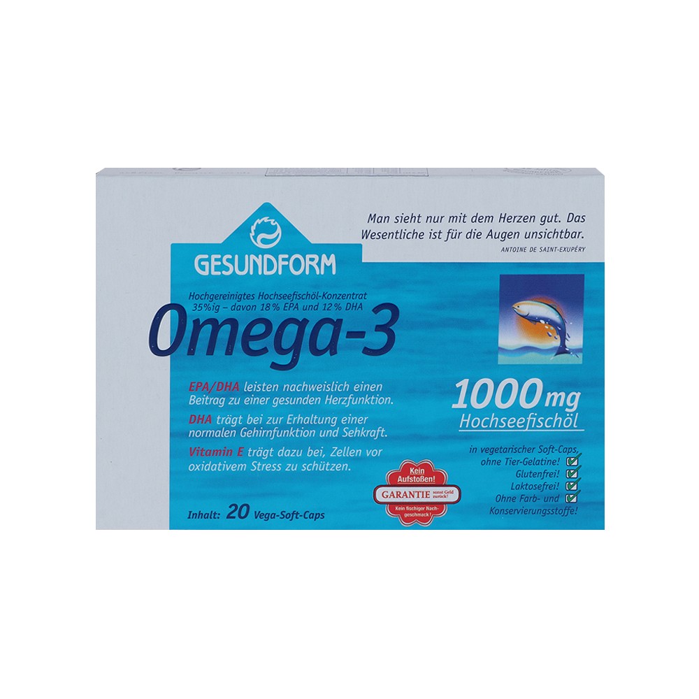 GESUNDFORM Omega-3 1000 mg Fischöl Kapseln - 20St