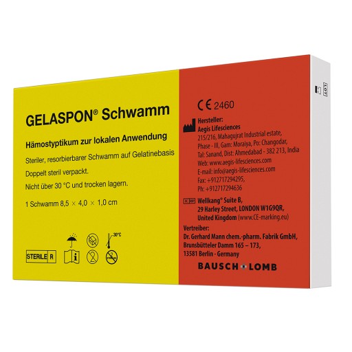 GELASPON Schwamm 1x4x8,5 cm Gelatineschwamm