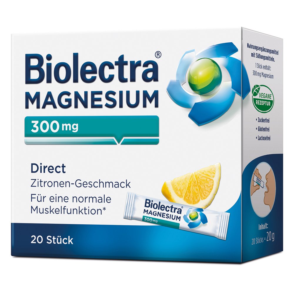 BIOLECTRA Magnesium 300 mg Direct Zitrone Sticks