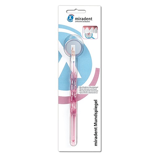 MIRADENT Mundspiegel beschlagsfrei pink transp. - 1St - Plaqueerkennung