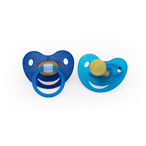 BERUHIGUNGSSAUGER Kirsche Lat.0-6 M.bicol.blau - 2St - Beruhigungssauger