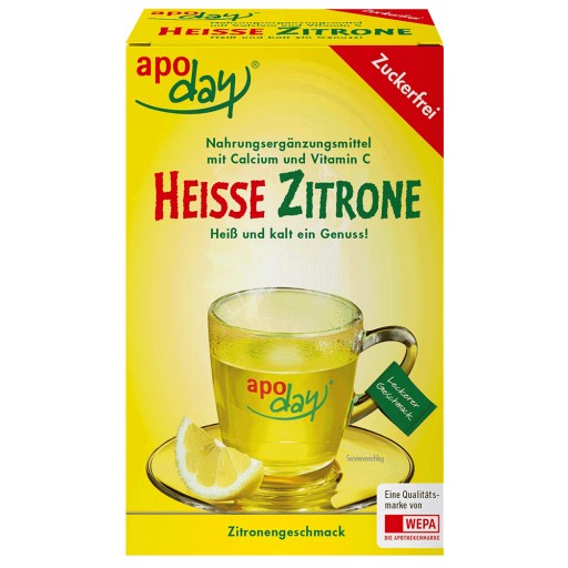 APODAY heiße Zitrone Vit.C u.Calcium zuckerfr.Plv.