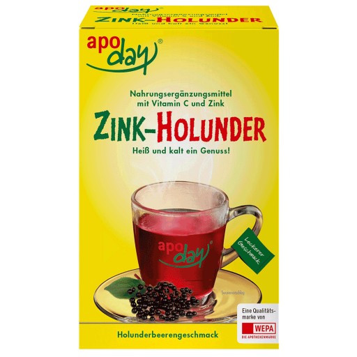 APODAY Holunder Vitamin C+Zink zuckerfrei Pulver