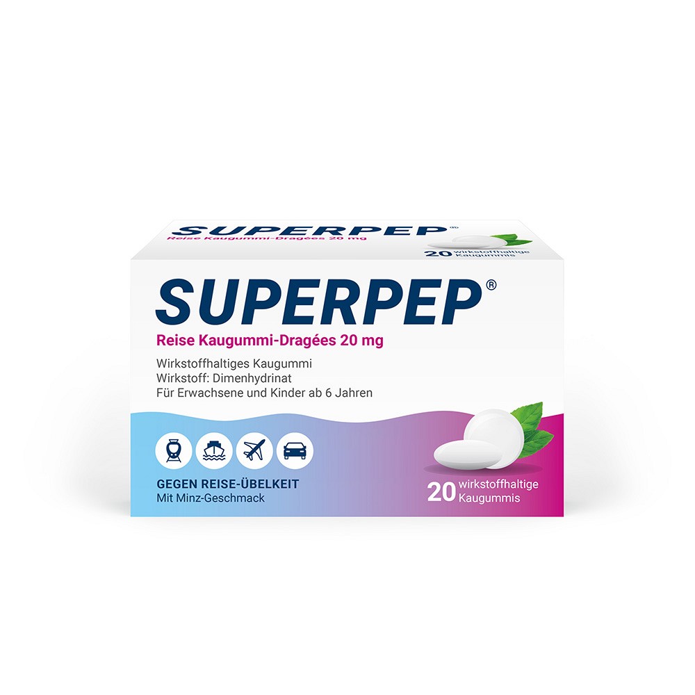 SUPERPEP Reise Kaugummi Dragees 20 mg