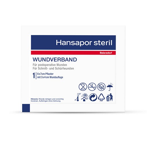 HANSAPOR steril Wundverband 6x7 cm - 1St - Sterile Pflaster