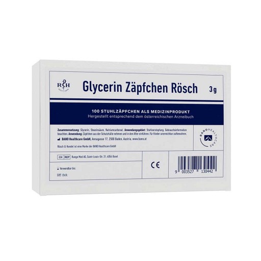 GLYCERIN ZÄPFCHEN Rösch 3 g gegen Verstopfung - 100St