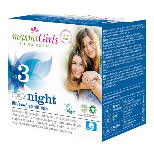 BIO BINDEN girls 3 ultra Nacht Bio Baumwolle MASMI