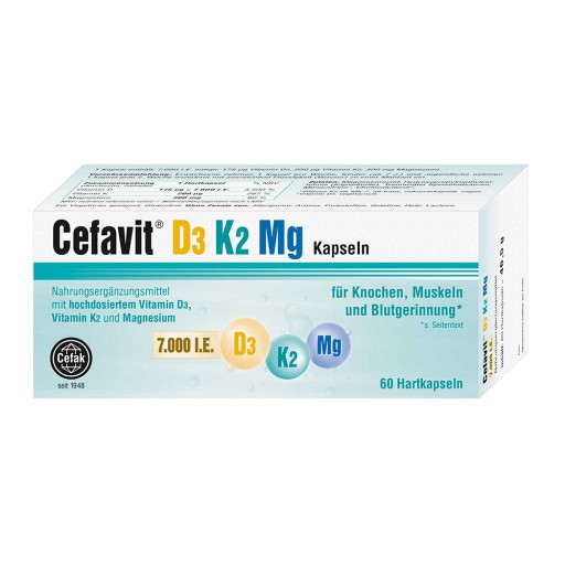 CEFAVIT D3 K2 Mg 7.000 I.E. Hartkapseln - 60St - Vitamin D3 K2