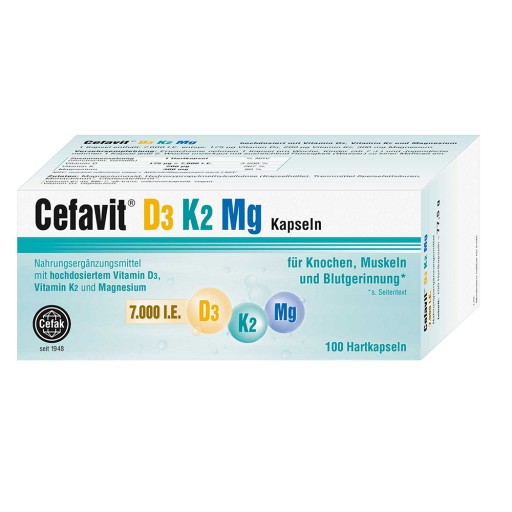 CEFAVIT D3 K2 Mg 7.000 I.E. Hartkapseln - 100St - Vitamin D3 K2