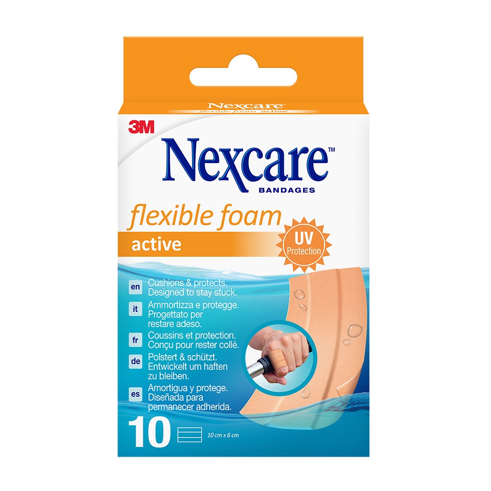 NEXCARE flexible foam active Pflaster 6x10 cm - 10St