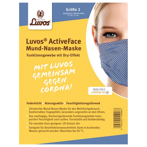 LUVOS ActiveFace Mund-Nase-Maske Gr.2 blaugem. - 1St - Mundschutz