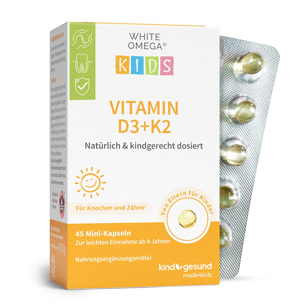 WHITE OMEGA Kids Vitamin D3+K2 Kapseln - 45St