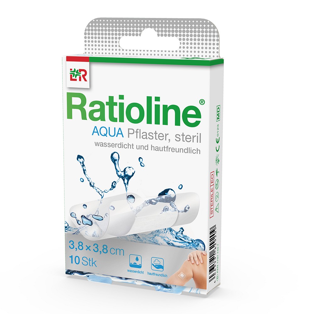RATIOLINE aqua Pflaster 3,8x3,8 cm steril - 10St
