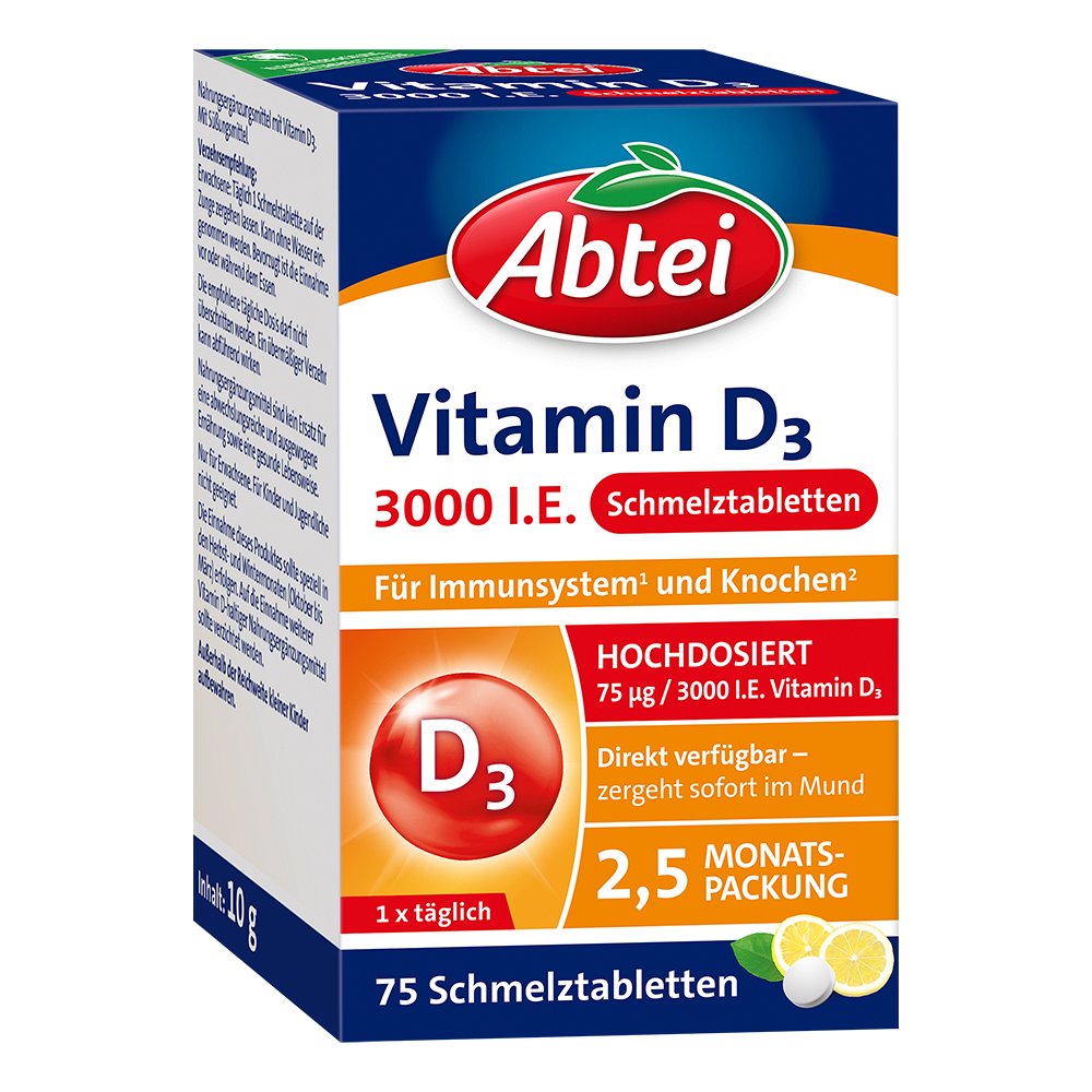 ABTEI Vitamin D3 3000 I.E. Schmelztabletten