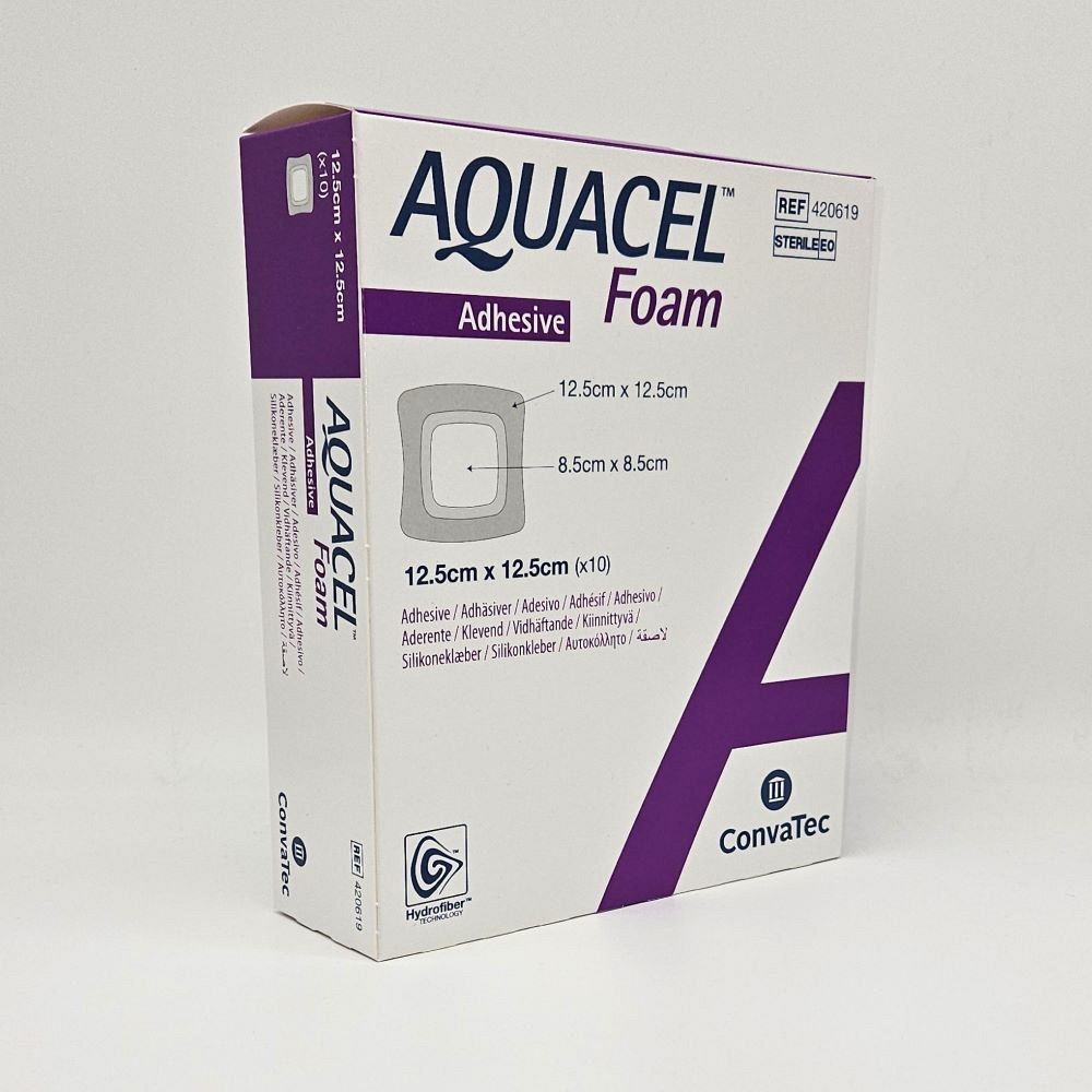 AQUACEL Foam adhäsiv 12,5x12,5 cm Verband - 10St