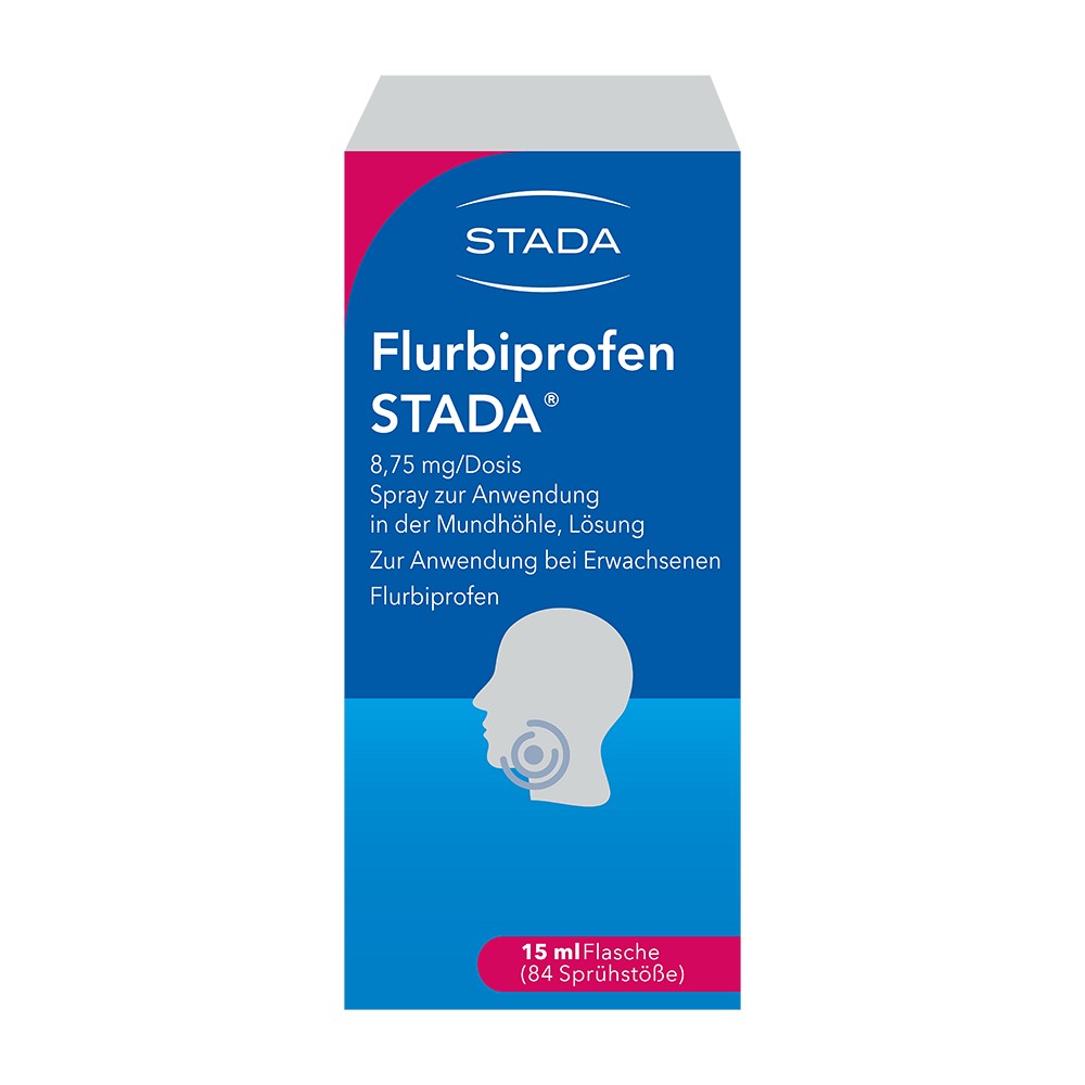 FLURBIPROFEN STADA 8,75 mg/Dosis Spray Anw.Mundhö. FLURBIPROFEN STADA 8,75 mg/Dosis Spray Anw.Mundhö.