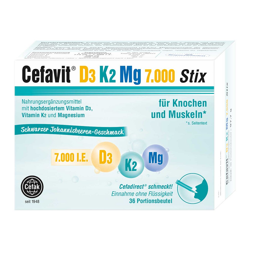 CEFAVIT D3 K2 Mg 7.000 I.E. Stix Granulat - 36St