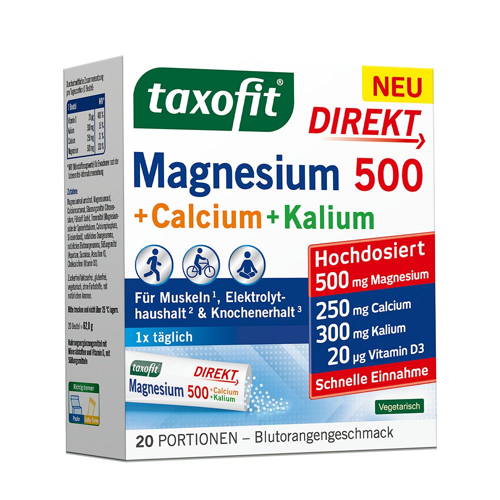 TAXOFIT Magnesium 500+Calcium+Kalium Direkt Gran. TAXOFIT Magnesium 500+Calcium+Kalium Direkt Gran.