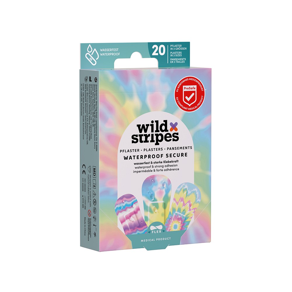 WILD STRIPES Pflaster waterproof secu.Rainbow INT - 20St - Pflasterstrips