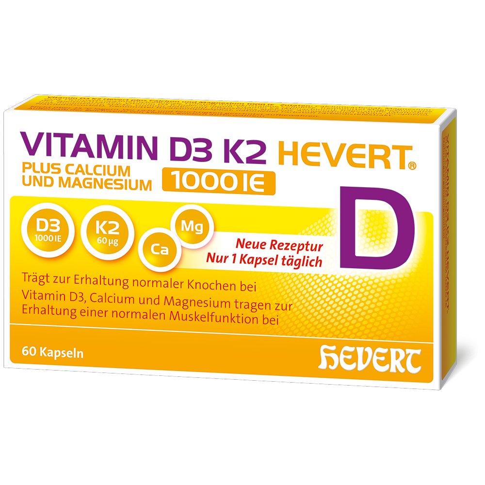 VITAMIN D3 K2 Hevert+Calcium u.Magnes.1000 IE Kps.