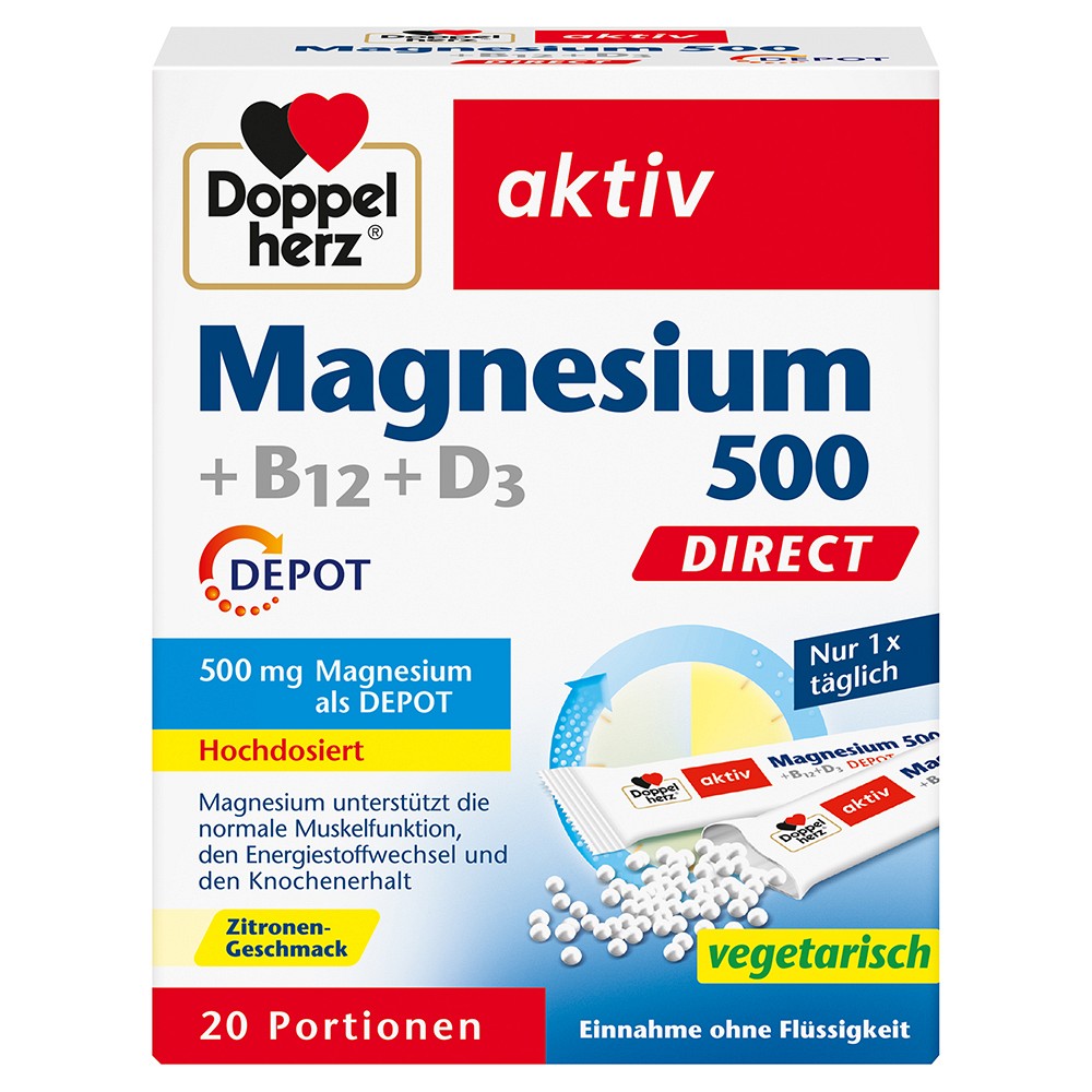 DOPPELHERZ Magnesium 500+B12+D3 Depot DIRECT Pell.