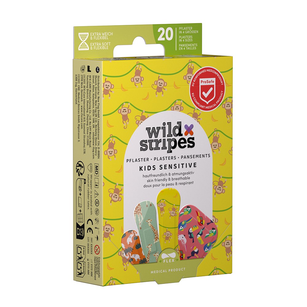 WILD STRIPES Pflaster Kids sensitiv Jungle Vibe - 20St - Pflasterstrips