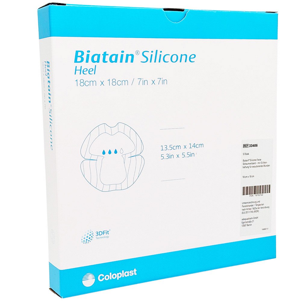 BIATAIN Silicone Schaumverband Ferse 18x18 cm