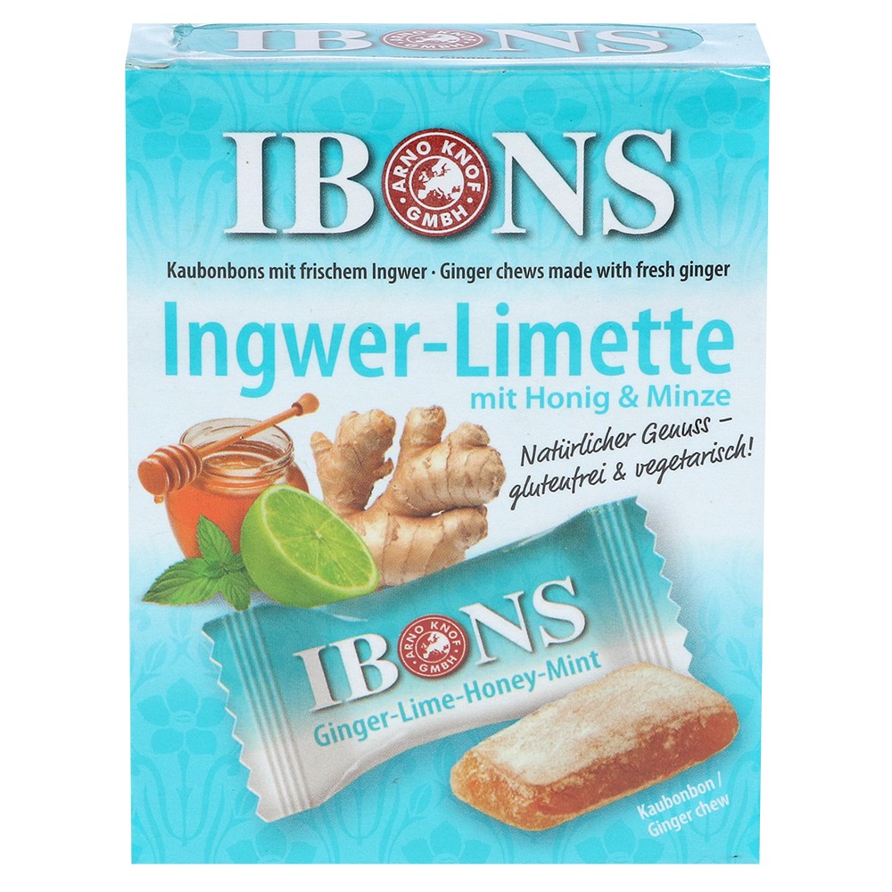 IBONS Ingwer Limette Honig Minze Kaubonbons Box