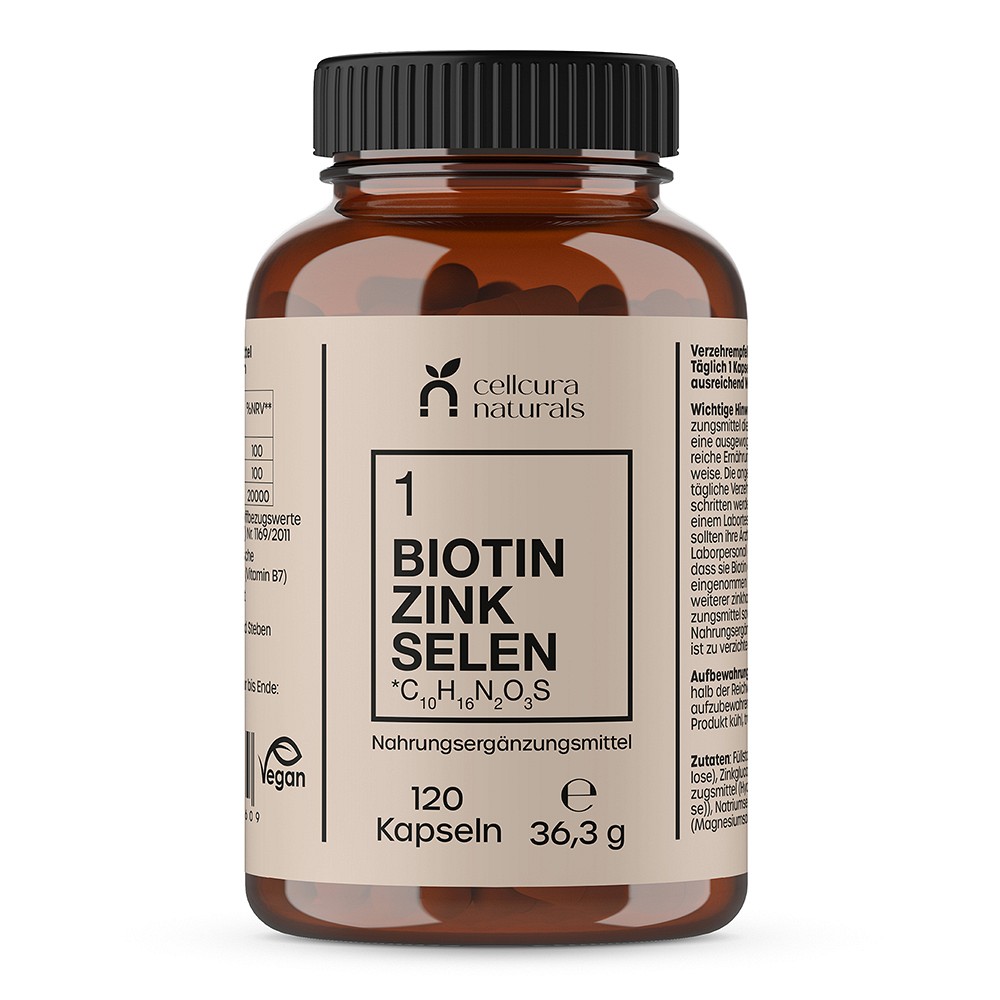 CELLCURA Naturals Biotin Zink Selen vegan Kapseln - 120St - Vegan