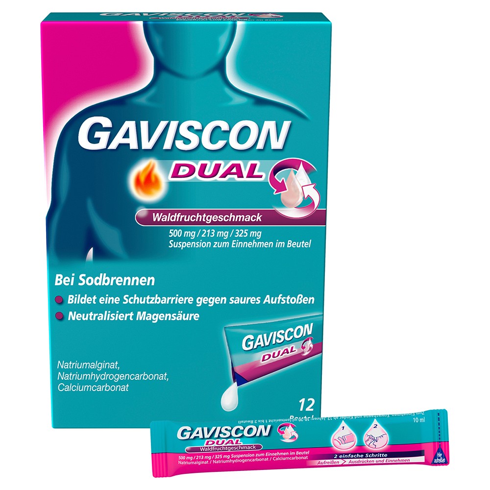 GAVISCON DUAL Waldfrucht 500mg/213mg/325mg SUE - 12X10ml