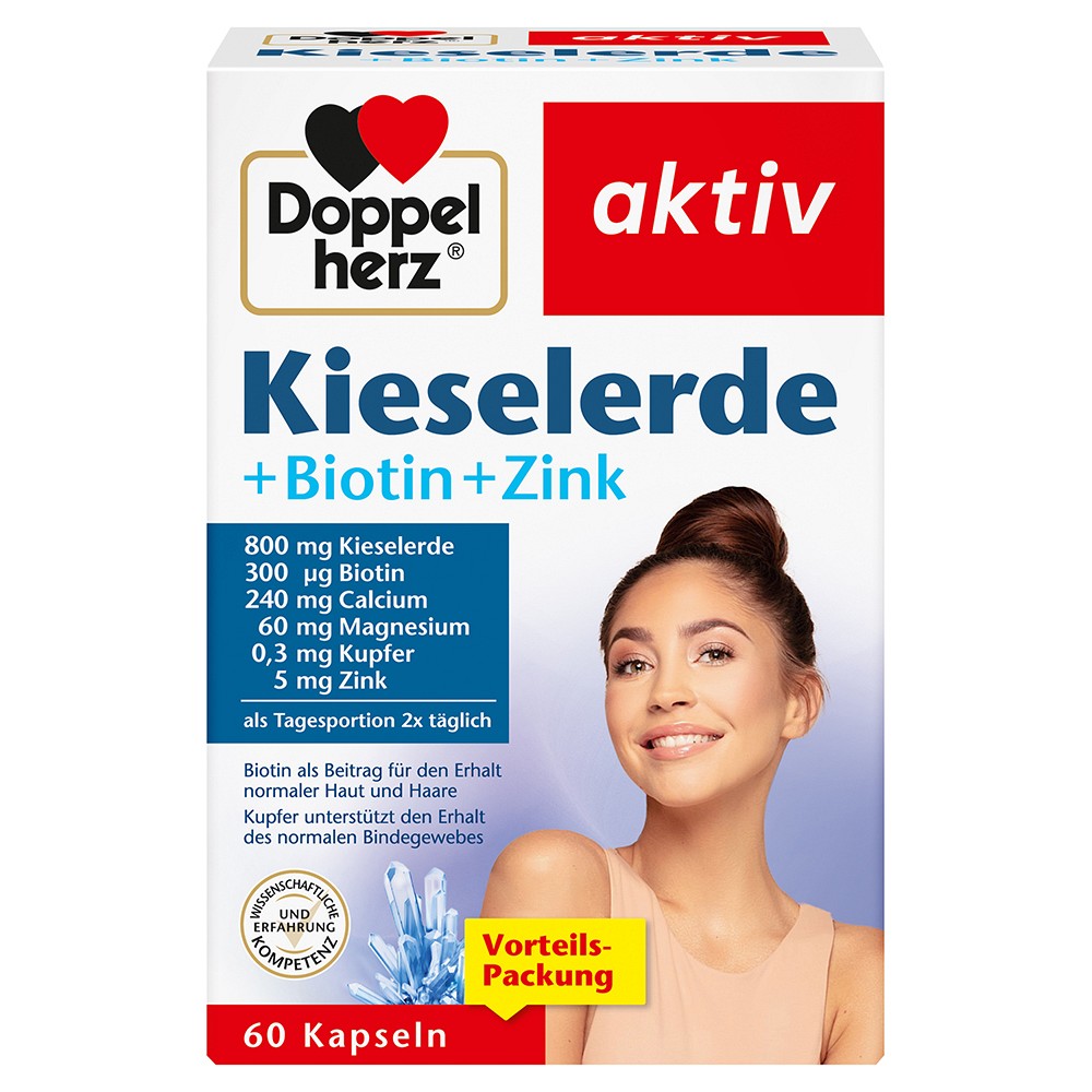 DOPPELHERZ Kieselerde+Biotin+Zink Kapseln - 60St