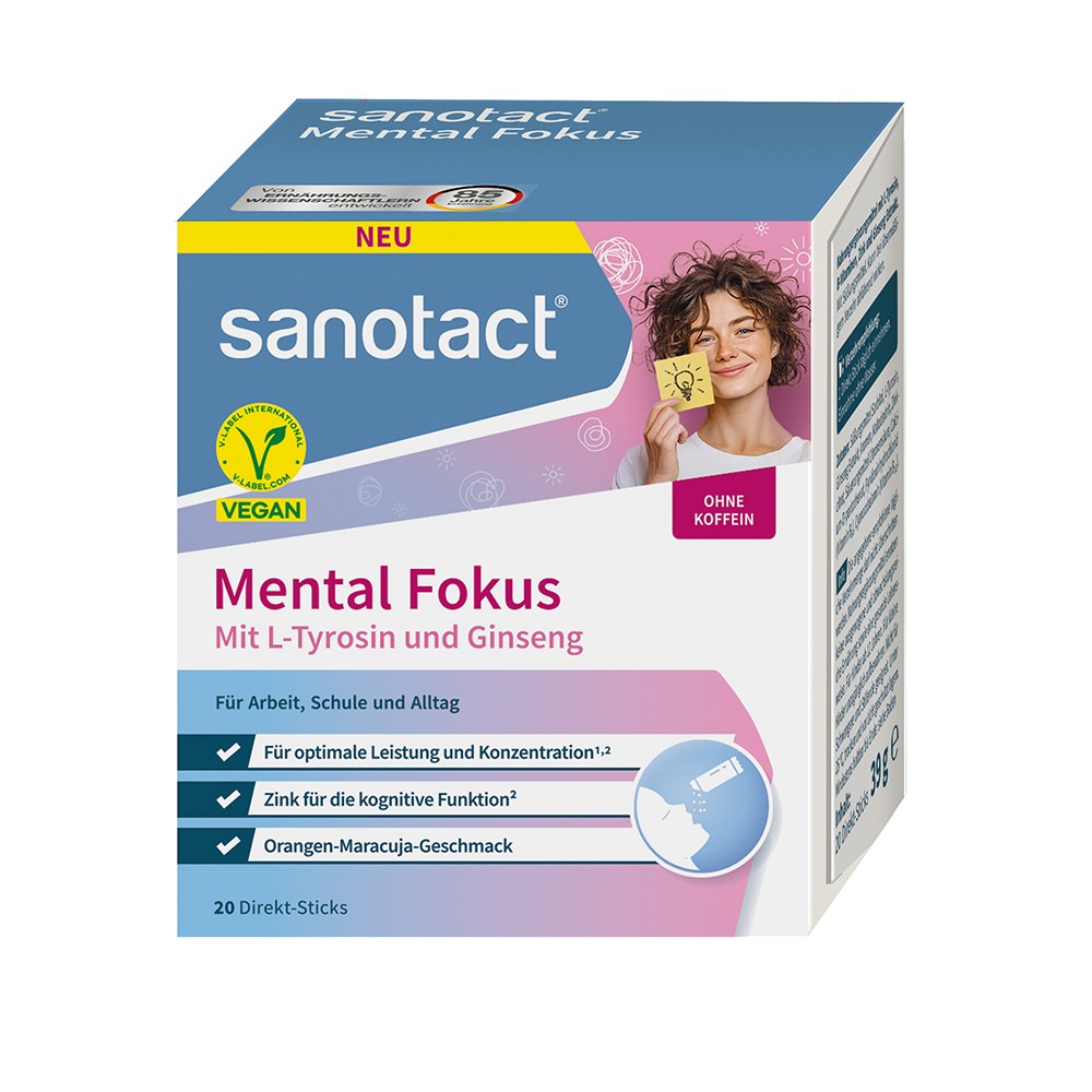 SANOTACT Mental Fokus Pulver Direktstick - 20St